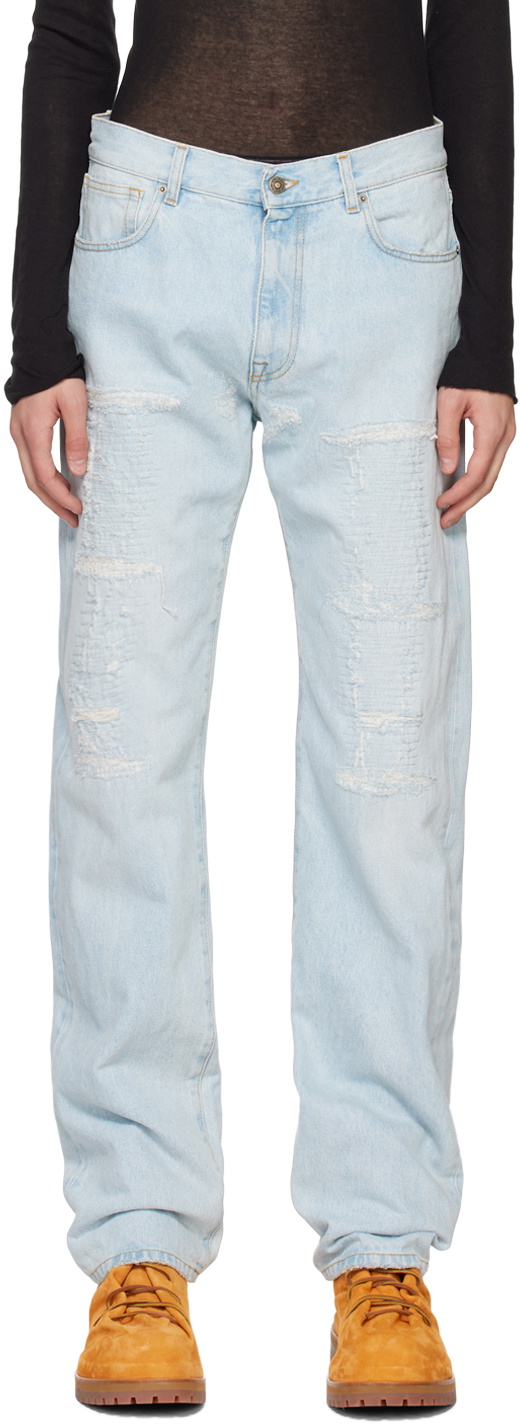 424 Blue Distressed Jeans 424