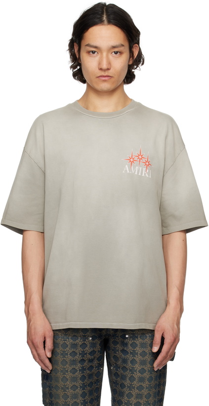 Photo: AMIRI Gray 'Amiri' Starburst Oversized T-shirt