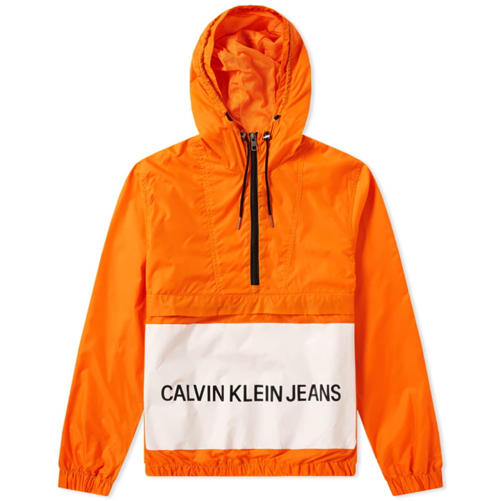 Photo: Calvin Klein Institutional Logo Popover Jacket Orange Tiger