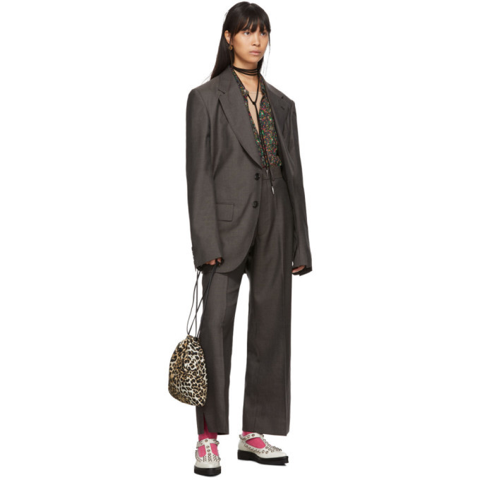 Junya Watanabe Grey Oversized Sharkskin Blazer