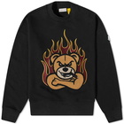 Moncler Men's Genius x Palm Angels Angry Bear Crew Neck Sweat in Black