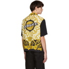 Versace Black Brocade Printed Bowling Shirt