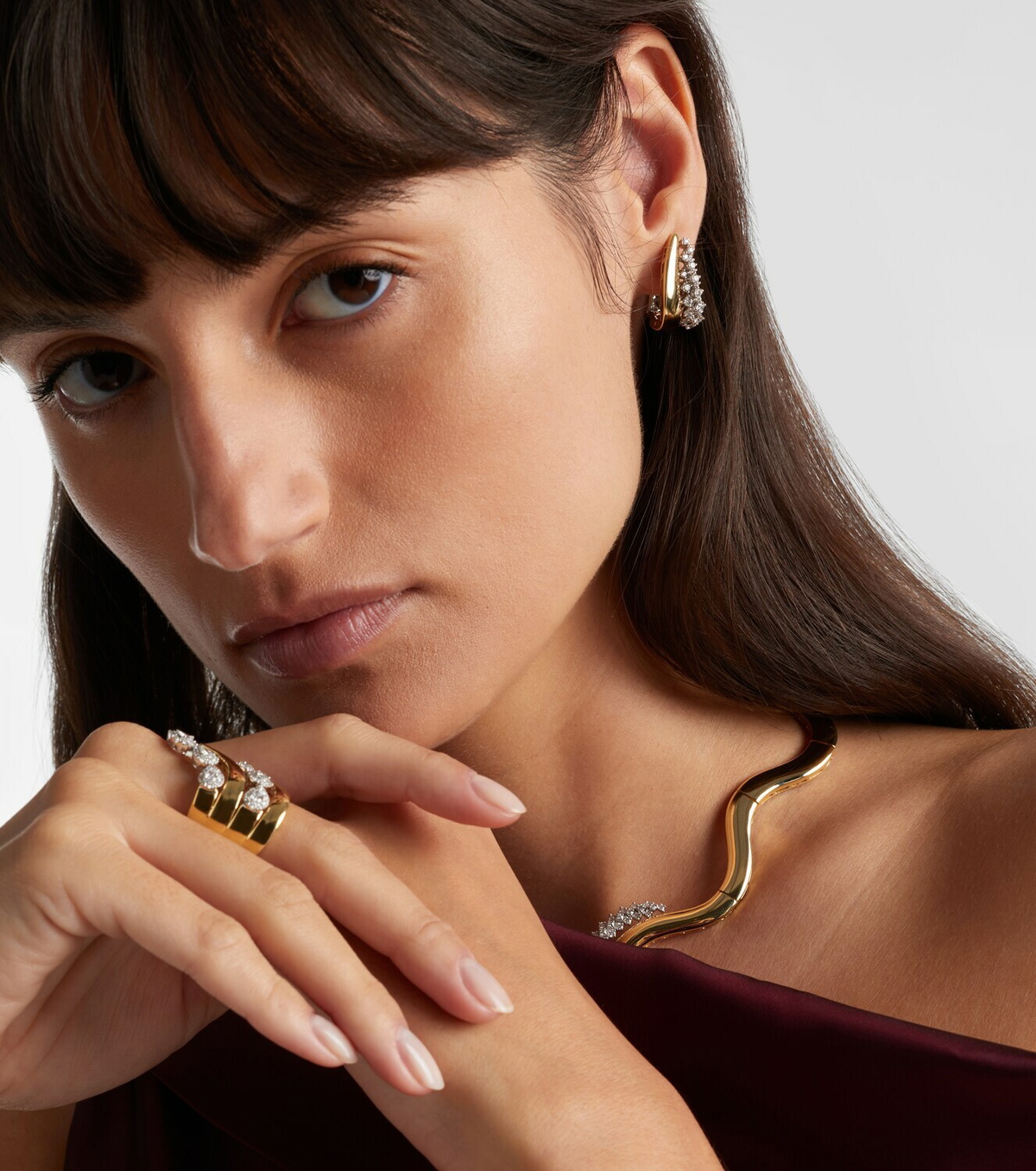 Yeprem Golden Strada 18kt white and yellow gold earrings with diamonds