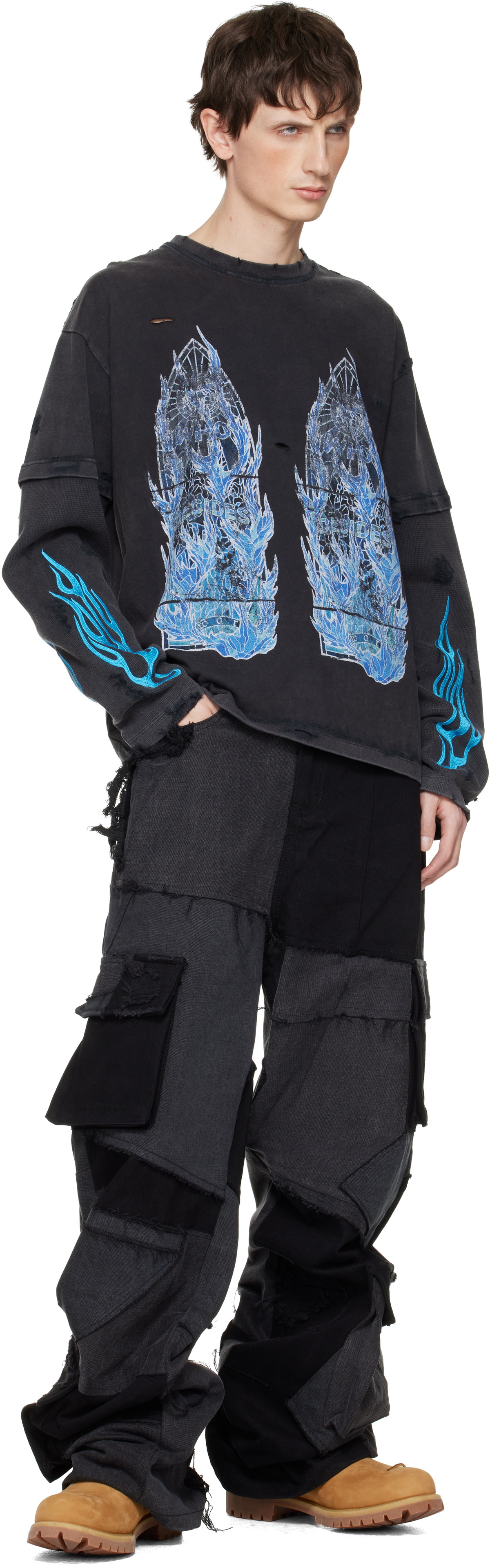Who Decides War Black Flame Glass Double T-shirt