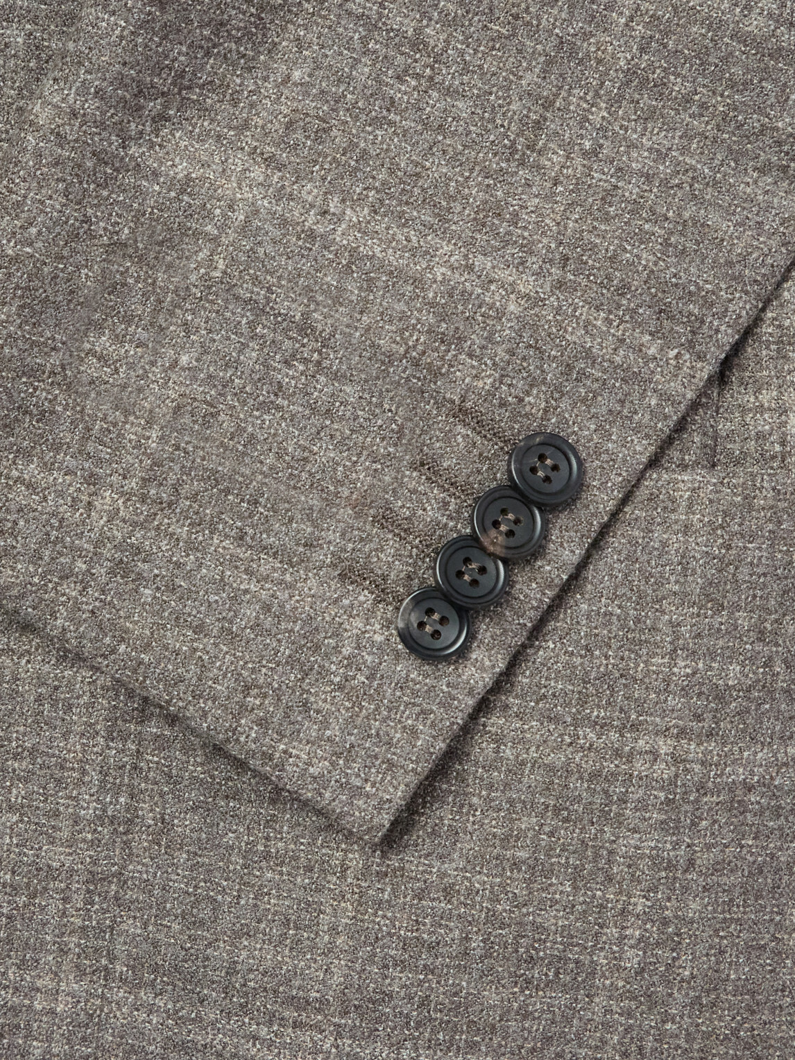 Canali - Kei Prince of Wales Checked Linen Suit Jacket - Brown