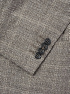 Canali - Kei Prince of Wales Checked Linen Suit Jacket - Brown