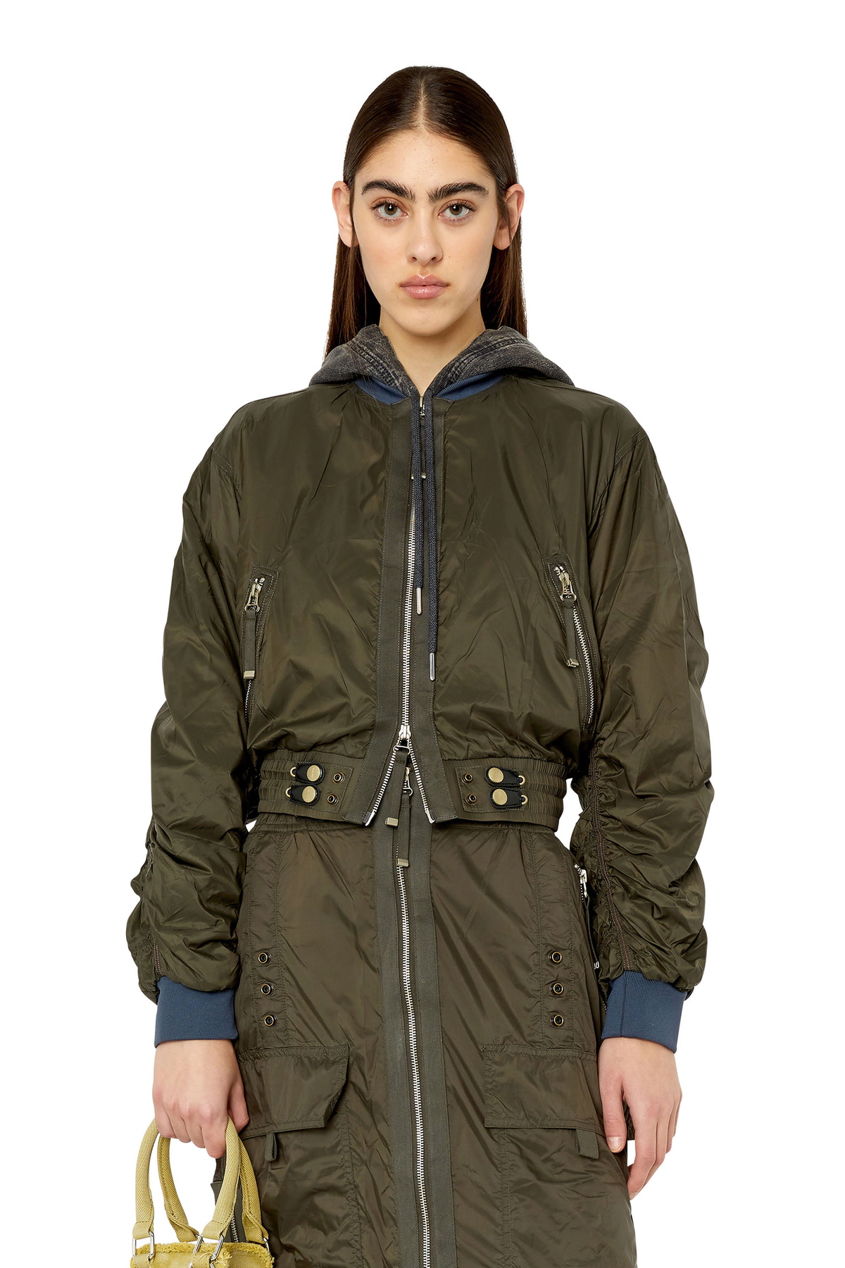 Diesel Bomber jacket in light nylon - Jackets Womens in Green