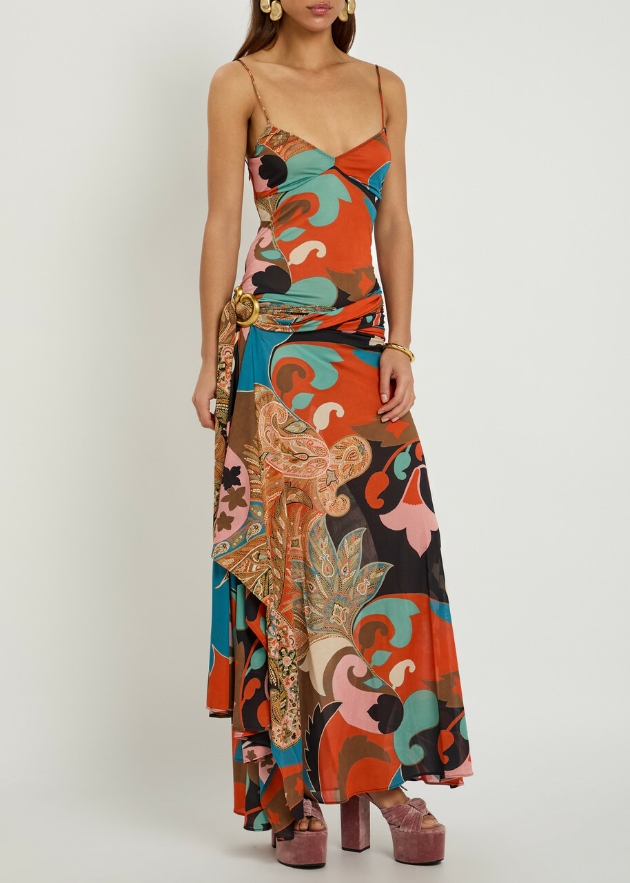 Etro Printed Mesh-jersey Maxi Dress Multicoloured
