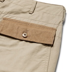 Engineered Garments - Cropped Patchwork Cotton-Ripstop, Twill and Corduroy Drawstring Trousers - Beige