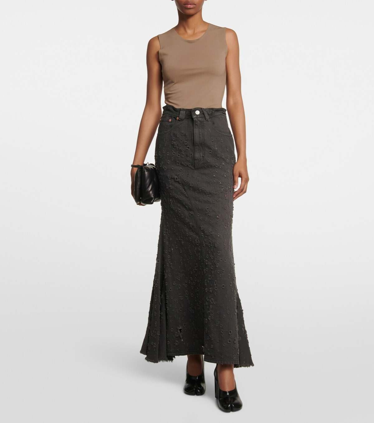 MM6 Maison Margiela Distressed denim maxi skirt MM6 Maison