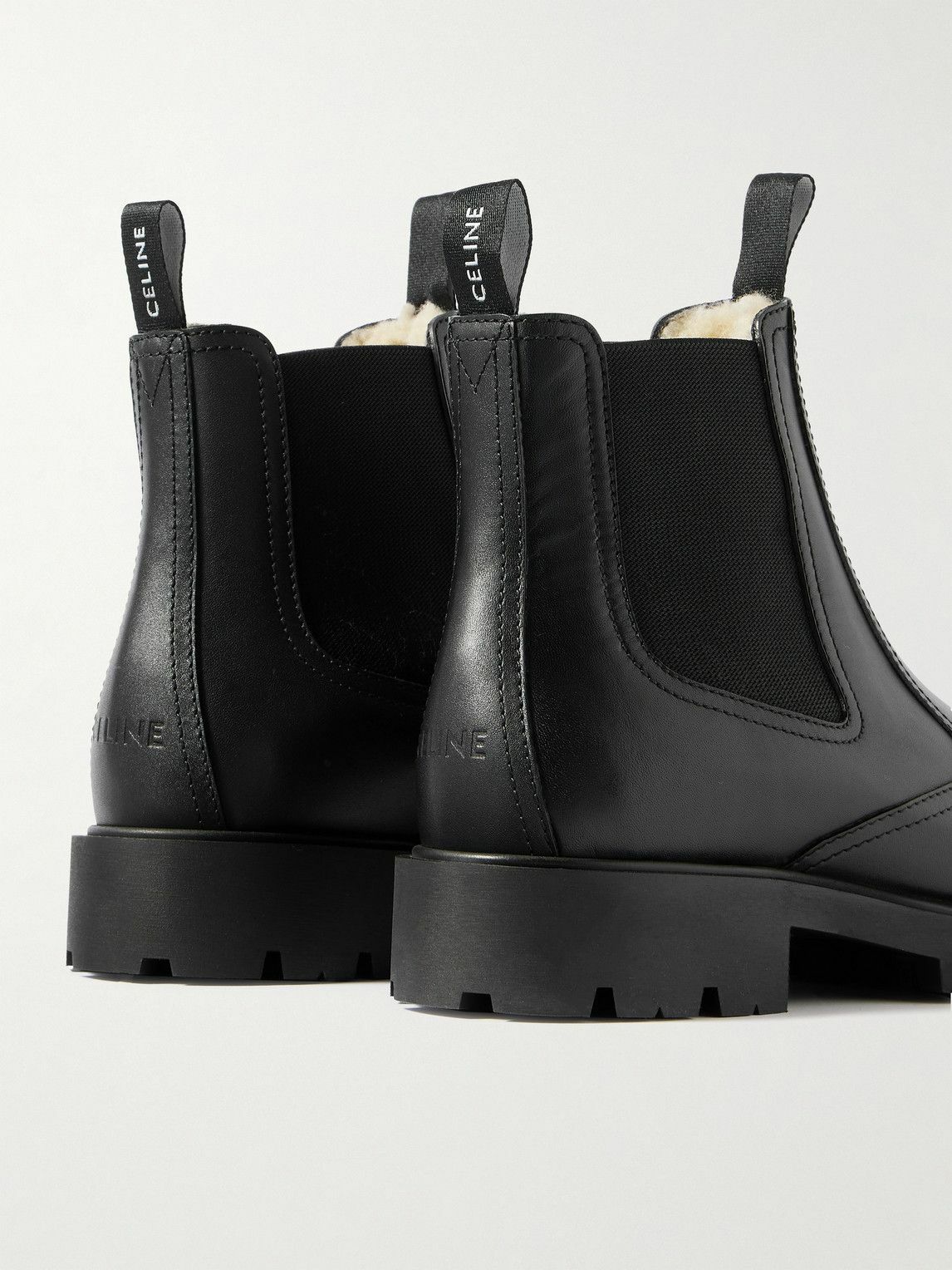 CELINE - Margaret Shearling-Lined Leather Chelsea Boots - Black