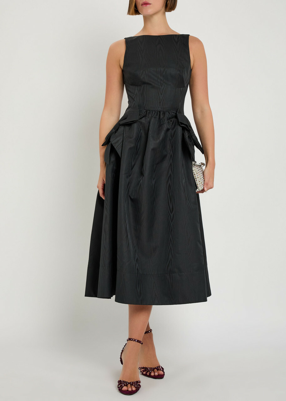 Rebecca Vallance Narcissa Jacquard Taffeta Midi Dress Black