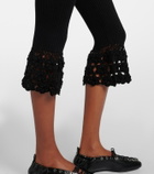 Ganni Crochet-trimmed ribbed cotton-blend capri pants