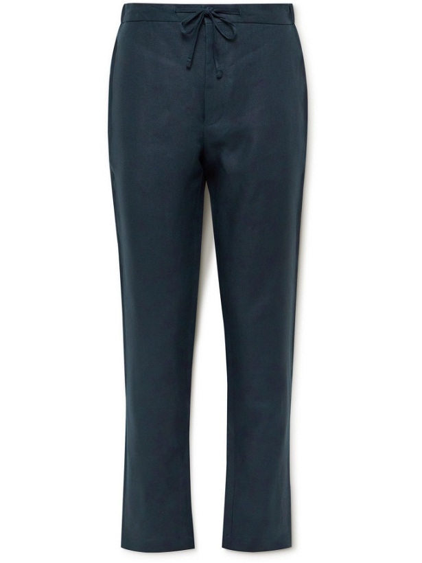 Photo: DE PETRILLO - Slim-Fit Linen Drawstring Trousers - Blue