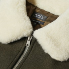 A.P.C. Ben Faux Fur Collar Jacket in Dark Green