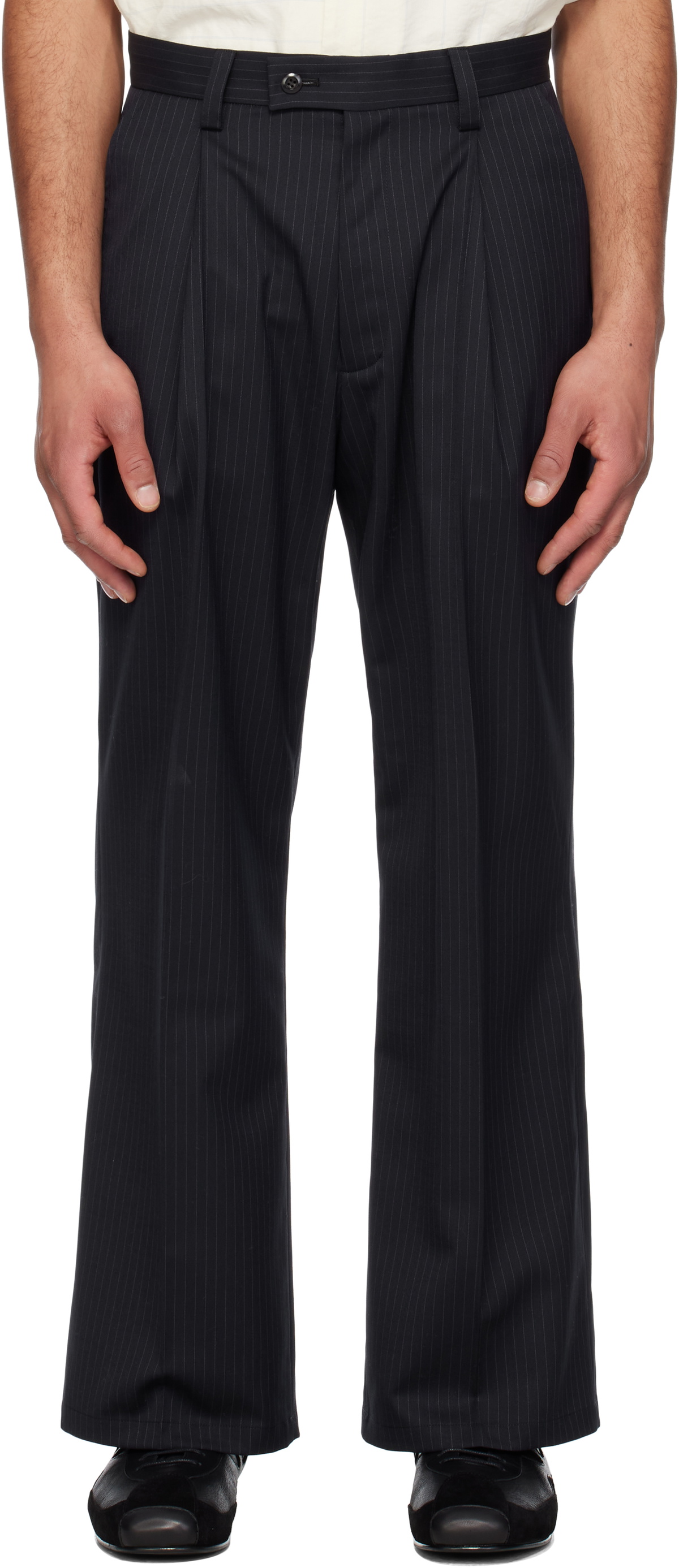RICE NINE TEN Navy Loose Fit Trousers