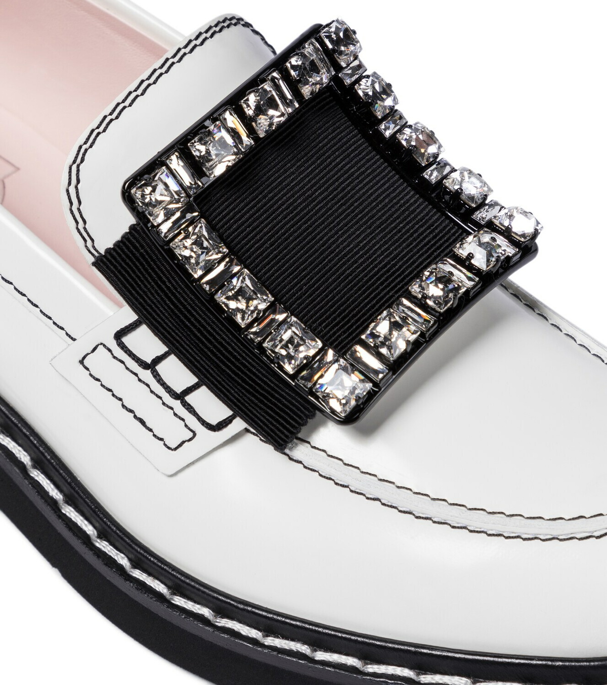 VIV' RANGERS LOAFERS IN BLACK SHINY CALFSKIN STRASS BUCKLE