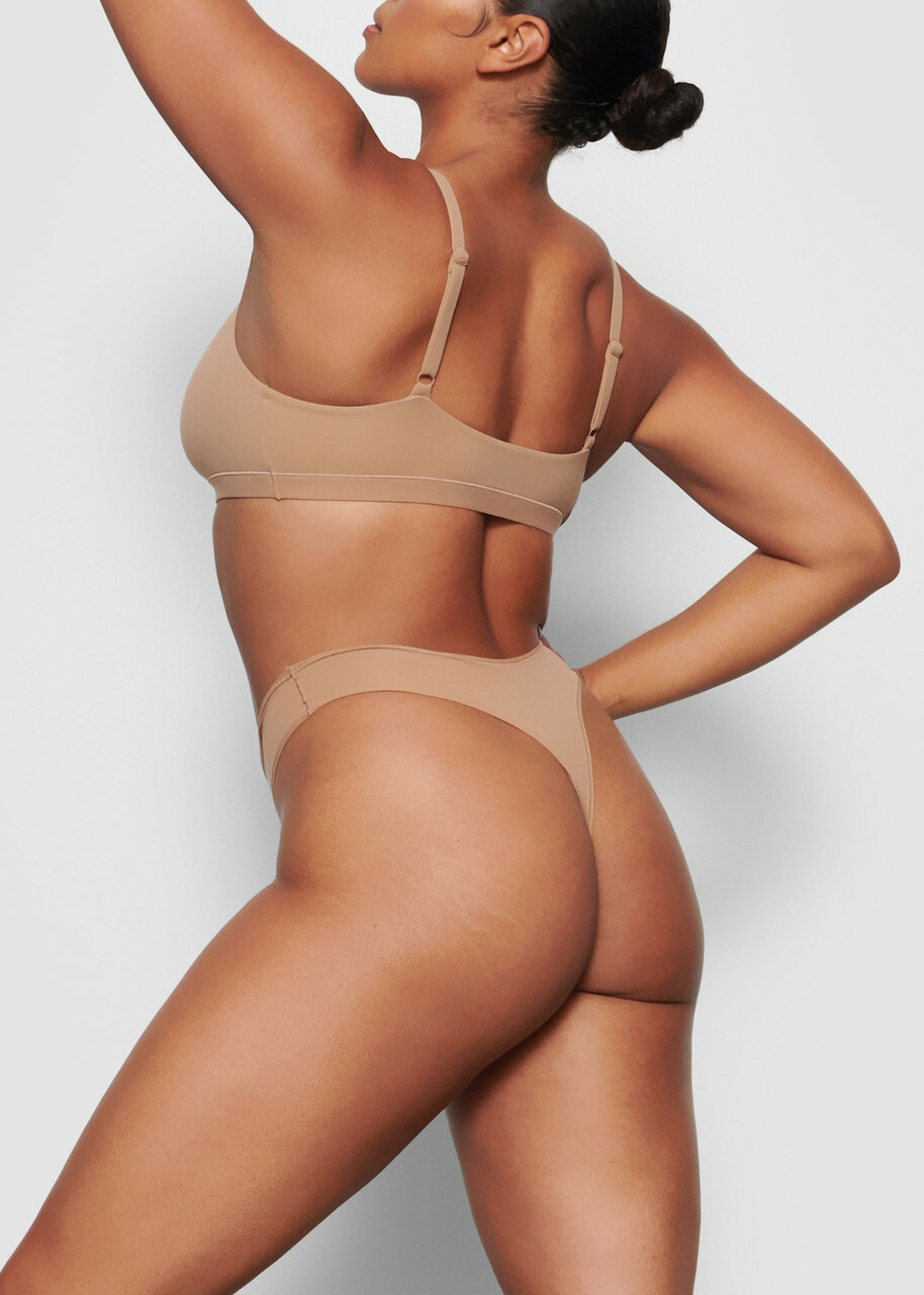 Skims Stretch-jersey Thong Light Brown