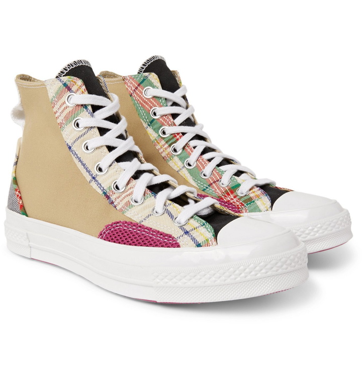 Photo: Converse - Hacked Fashion Chuck 70 Patchwork Mesh-Trimmed Canvas High-Top Sneakers - Multi