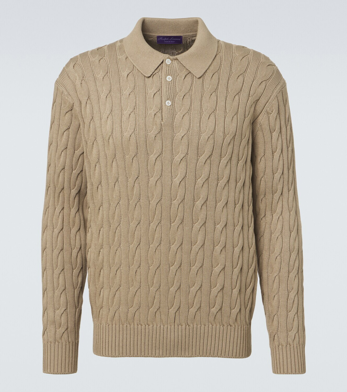 Ralph Lauren Purple Label Cable-knit cotton and silk polo sweater