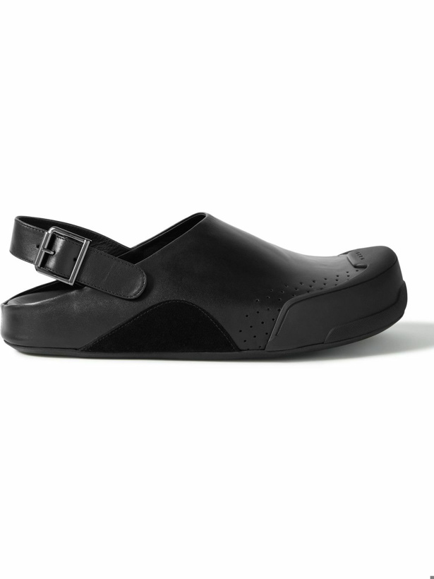 Photo: Marni - Rubber and Suede-Trimmed Leather Clogs - Black