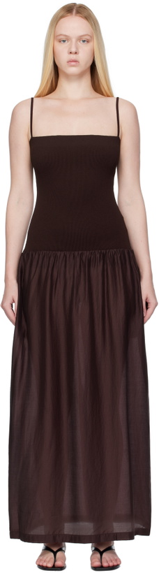 Photo: AMOMENTO Burgundy Silky Knit Maxi Dress