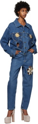 AREA Blue Rope Cutout Denim Jacket