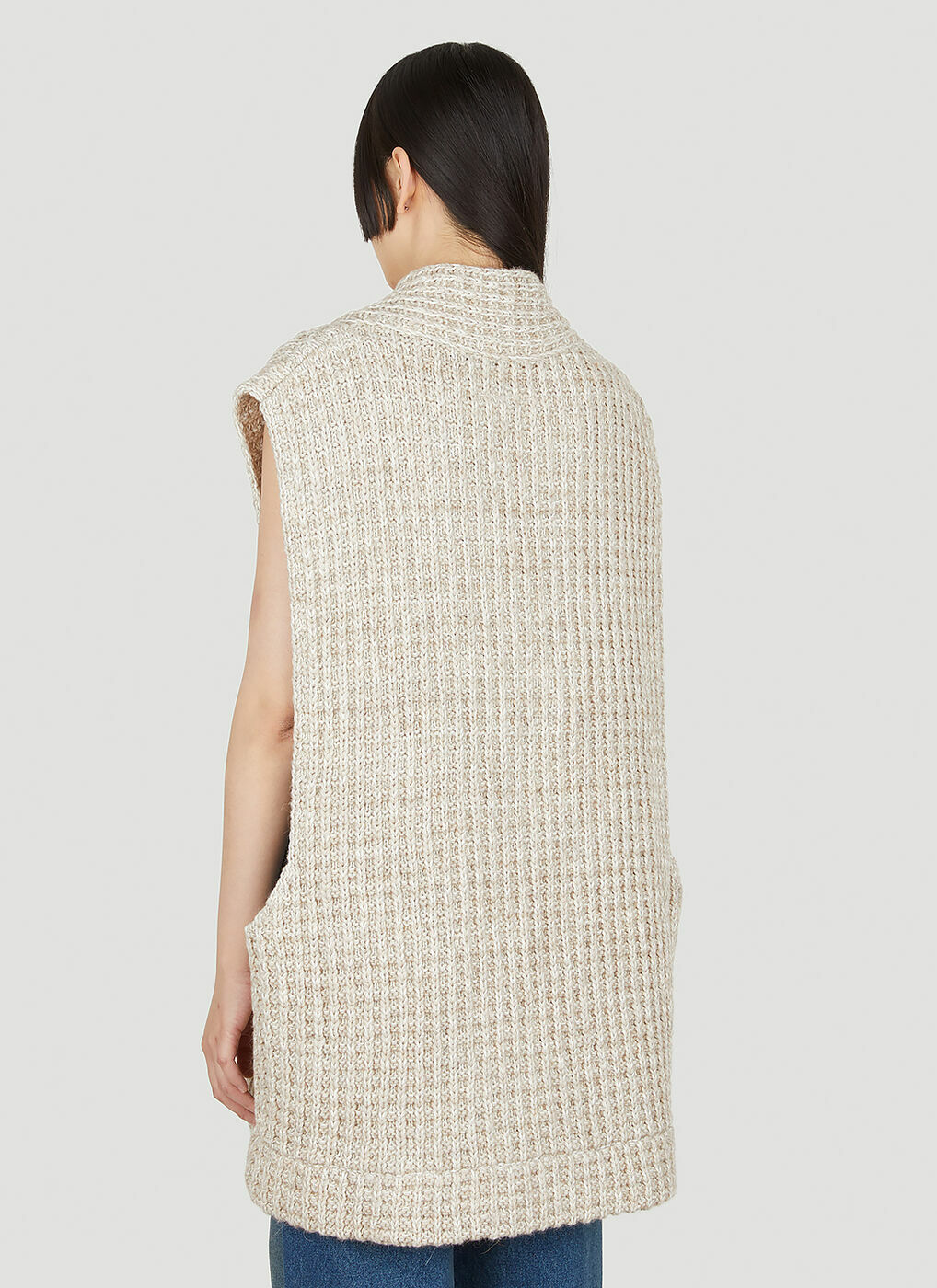 Oversized Knit Vest in Beige