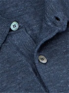 Zegna - Silk, Cashmere and Linen-Blend Polo Shirt - Blue