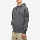 Stone Island Men's Cotton Fleece Garment Dyed Hoodie in Melange Dark Grey