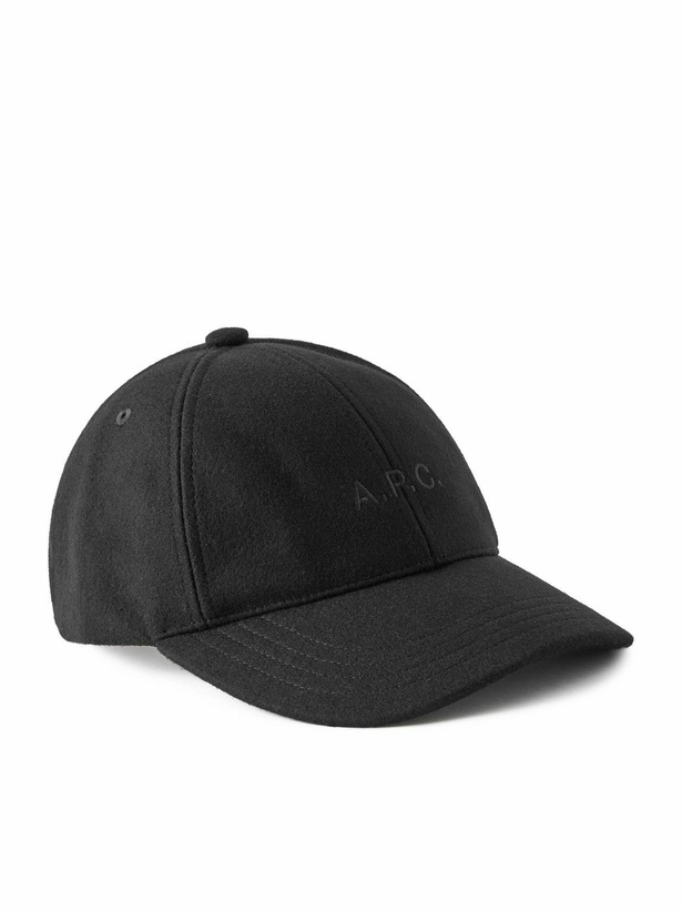 Photo: A.P.C. - Charlie Logo-Embroidered Wool-Blend Baseball Cap - Black