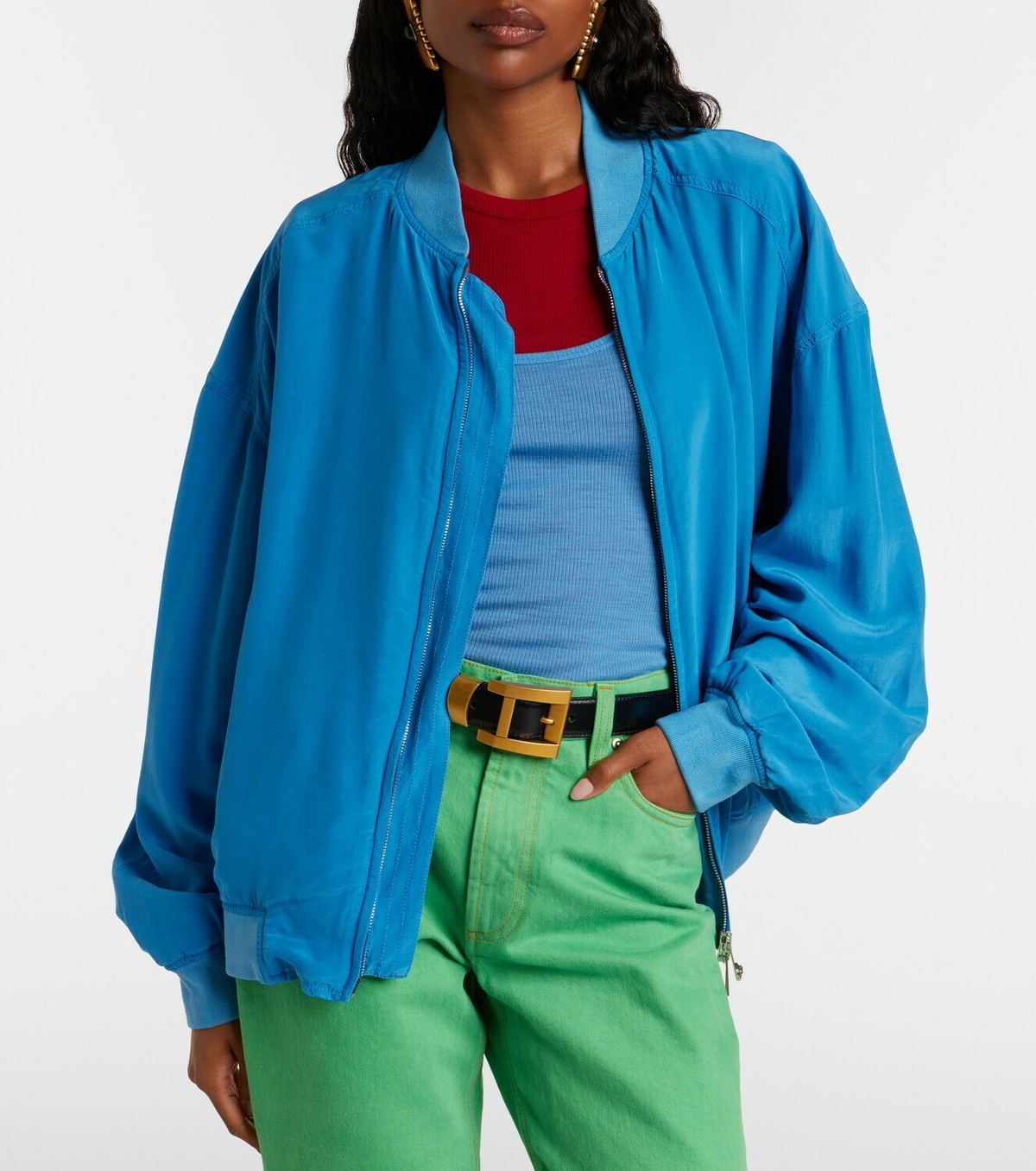 Versace Oversized silk poplin blouson jacket