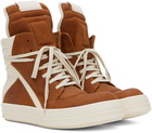 Rick Owens Orange & Off-White Geobasket Sneakers