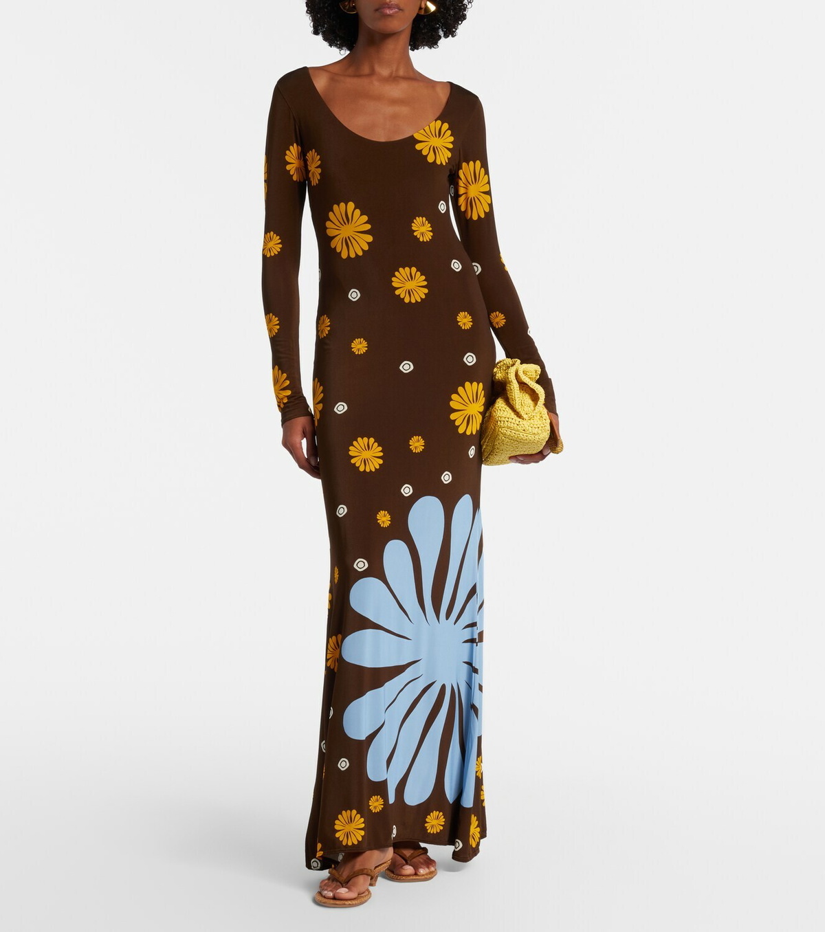 Cala de la Cruz Rocco floral jersey maxi dress
