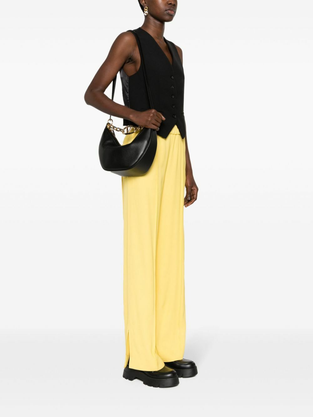 【VALENTINO】VLOGO MOON SMALL SHOULDER BAG VLogo Moon Small leather shoulder bag in black - Valentino