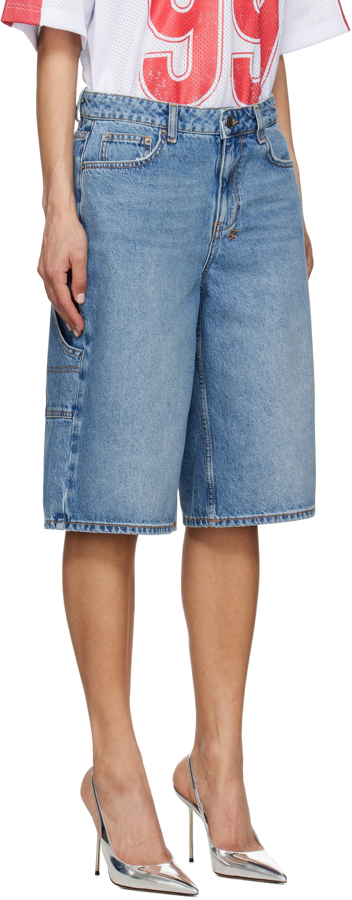 Ksubi Blue Low Rider Swept Denim Shorts