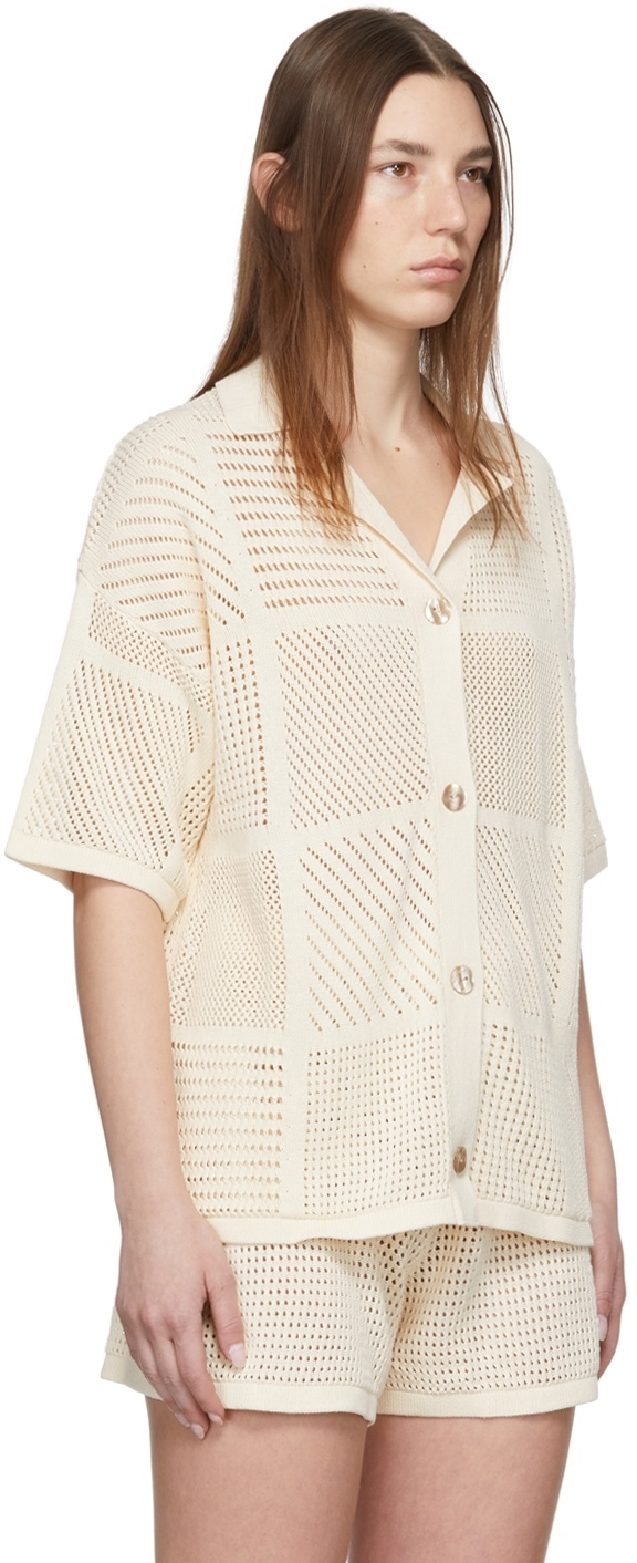 Nanushka Off-White Crocheted Ayaan Shirt