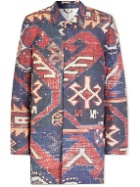 King Kennedy Rugs - Printed Shell Trench Coat - Blue