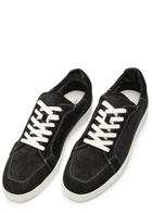 Jude Llow Phlipe Panelled Suede and Corduroy Sneakers Black