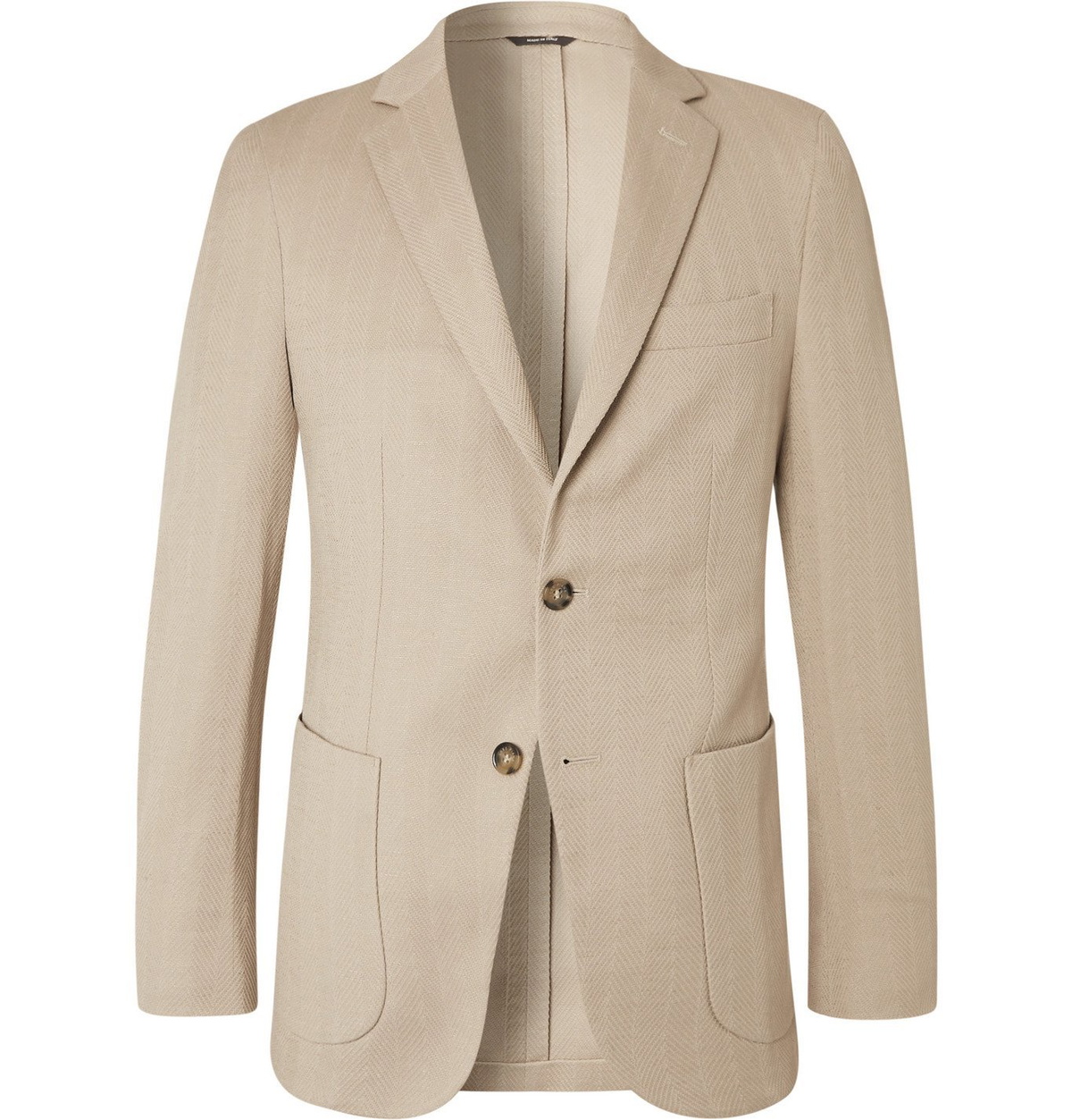 LORO PIANA Double-Breasted Rain System Linen Suit Jacket for Men