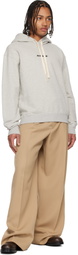 Jil Sander Gray Printed-Logo Hoodie