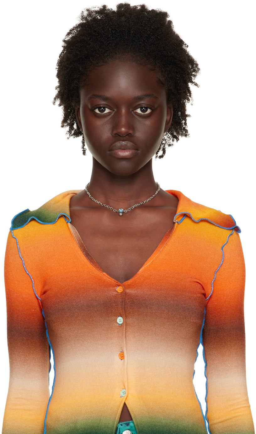 Justine Clenquet SSENSE Exclusive Silver & Blue Nate Choker