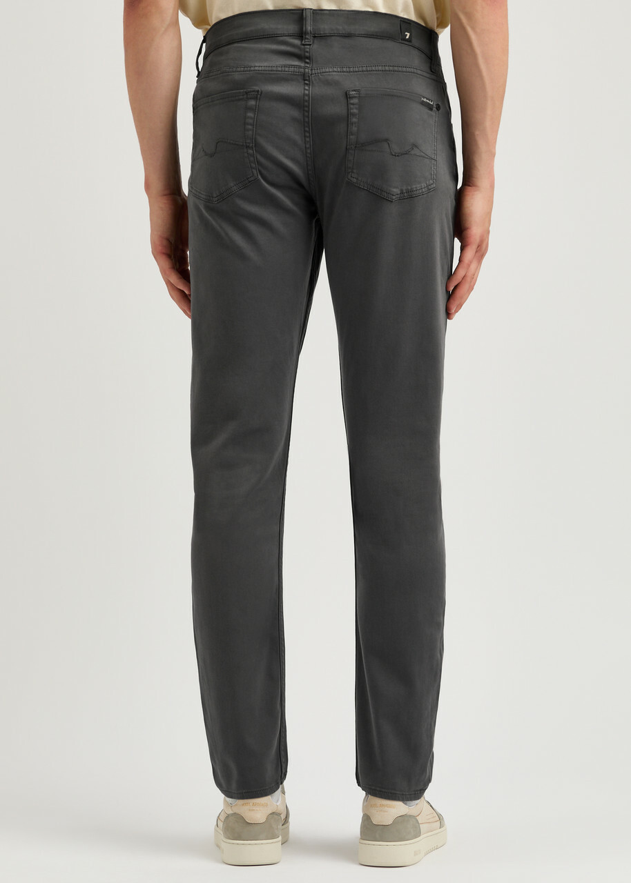 7 For All Mankind Slimmy Luxe Performace+ Tapered Stretch-cotton Chinos Grey