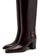 Saint Laurent Julia 70 Leather Knee-high Boots Burgundy