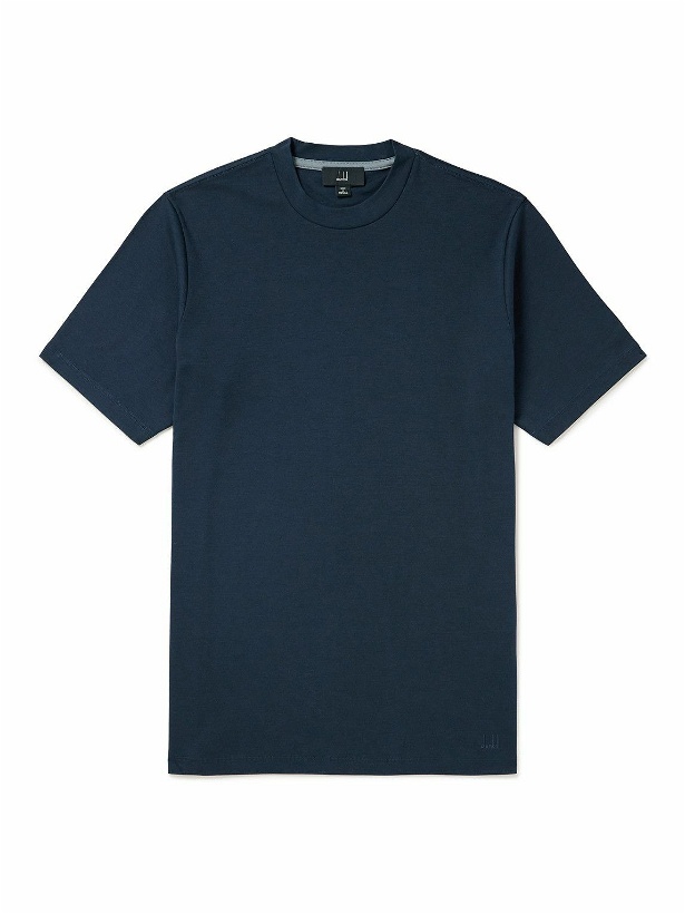 Photo: Dunhill - Cotton and Silk-Blend Jersey T-Shirt - Blue