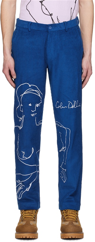 Photo: KidSuper Blue Embroidered Trousers