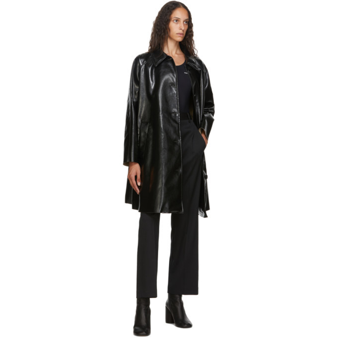 MM6 Maison Margiela Black Pleather Oversize Coat MM6 Maison Margiela