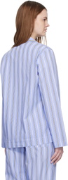 Tekla Blue & White Poplin Long-Sleeved Pyjama Shirt