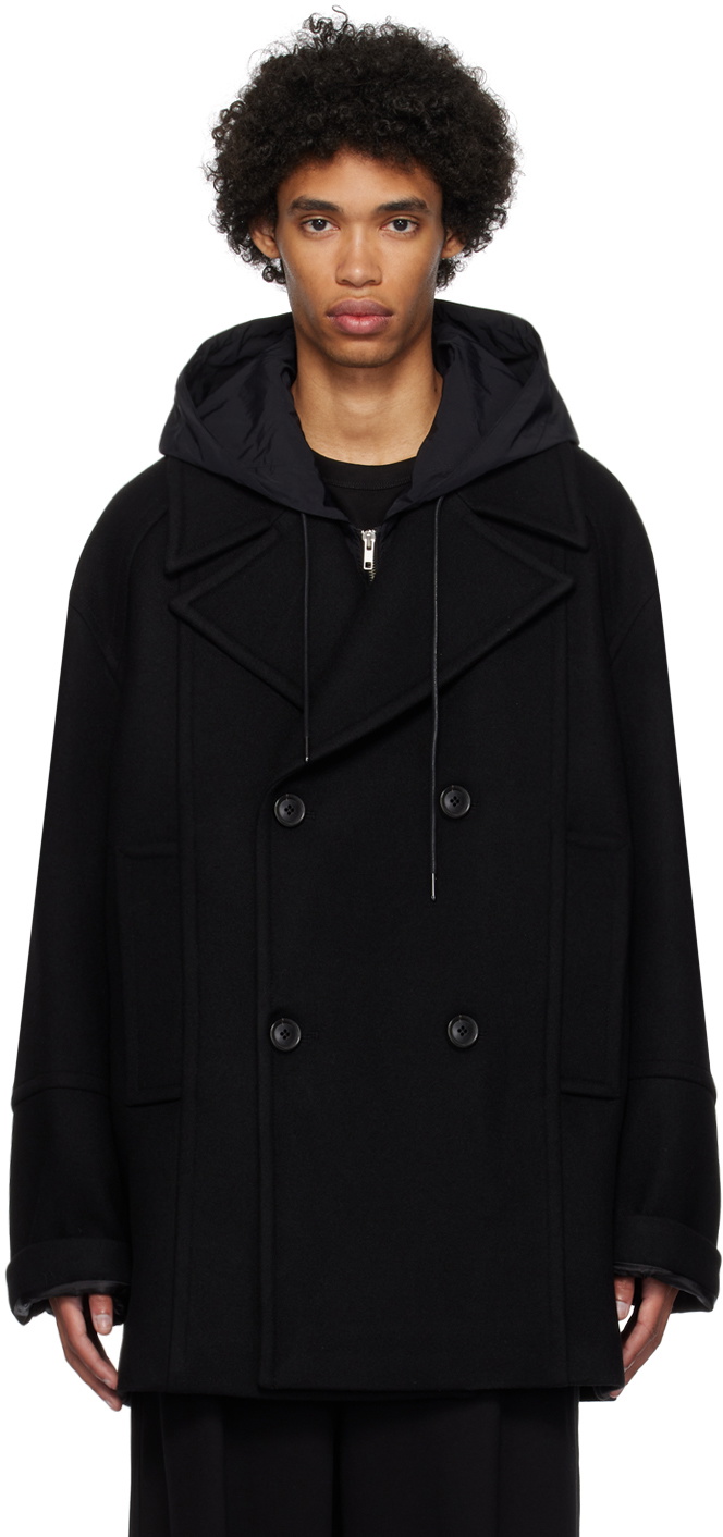 Juun.J Black Double-Breasted Coat