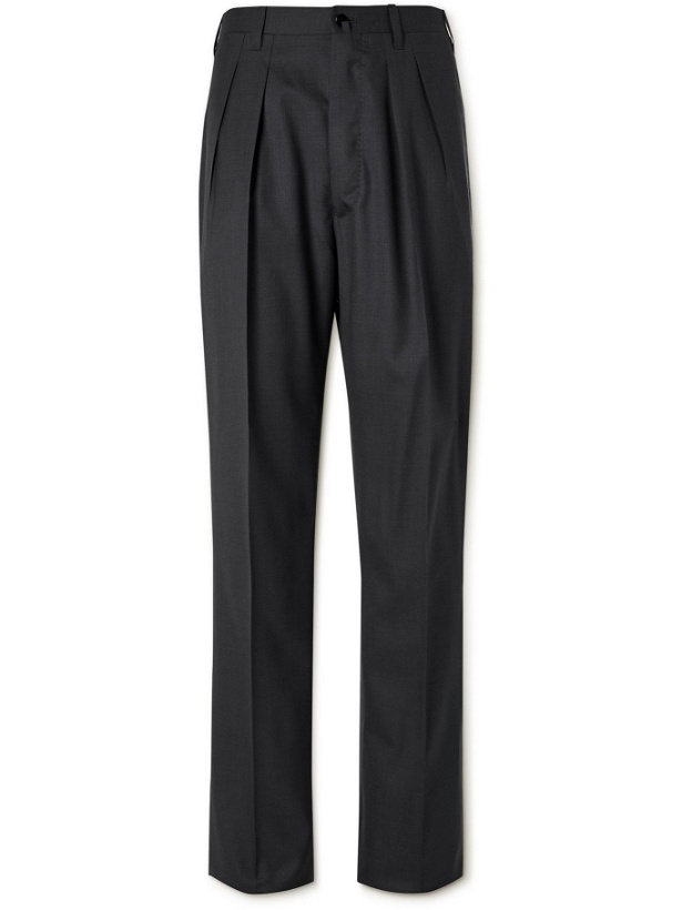Photo: GIULIVA HERITAGE - Umberto Tapered Pleated Wool Trousers - Gray